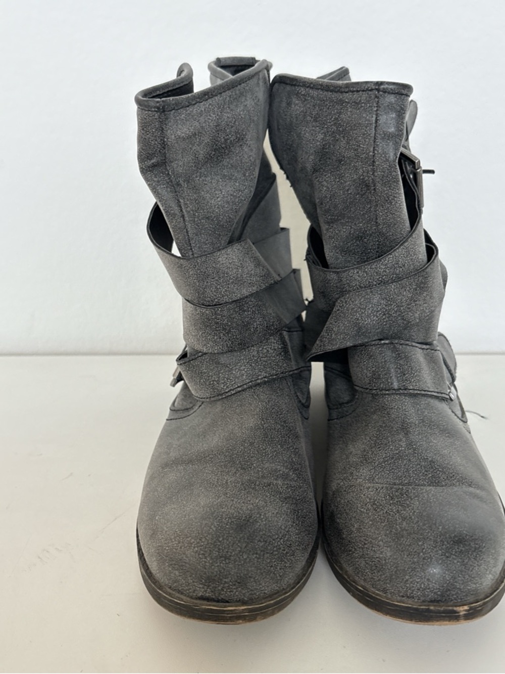 Madden Girl Charcoal Gray Suede Wrap-Strap Ankle Boots